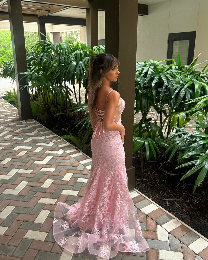 Sparkly Pink Sweetheart Mermaid Side Slit Long Prom Dress Ideas, Evening Party Dresses,WGP1863