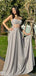Shiny Silver Spaghetti Strap A-Line Long Prom Dress Ideas, Evening Party Dresses,WGP1615
