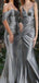Simple Gray Mismatched Sleeveless Mermaid Long Bridesmaid Dresses Online, WGM424