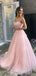 Elegant Pink Sweetheart Sleeveless A-Line Long Prom Dress Ideas, Evening Party Dresses , WGP1904
