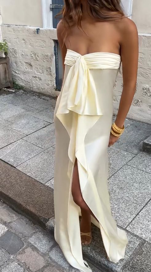 Elegant White Sweetheart Side Slit Long Prom Dress Ideas, Evening Party Dresses,WGP1925