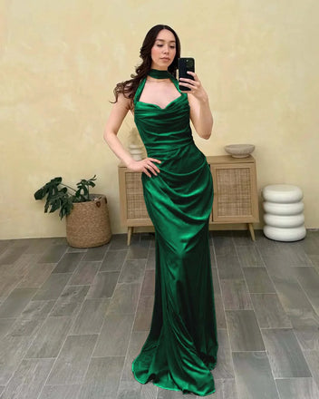 Sexy Red High Neck Mermaid Long Prom Dress Ideas, Evening Party Dresses,WGP1776