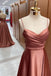 Elegant Brown Spaghetti Strap A-Line Long Prom Dress Ideas, Evening Party Dresses,WGP1607