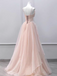 Elegant Pink Spaghetti Strap A-Line Long Prom Dress Ideas, Evening Party Dresses,WGP1798