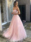 Elegant Pink Sweetheart Sleeveless A-Line Long Prom Dress Ideas, Evening Party Dresses , WGP1904