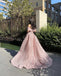 Charming Pink Off-Shoulder A-Line Long Prom Dress Ideas, Evening Party Dresses,WGP1921