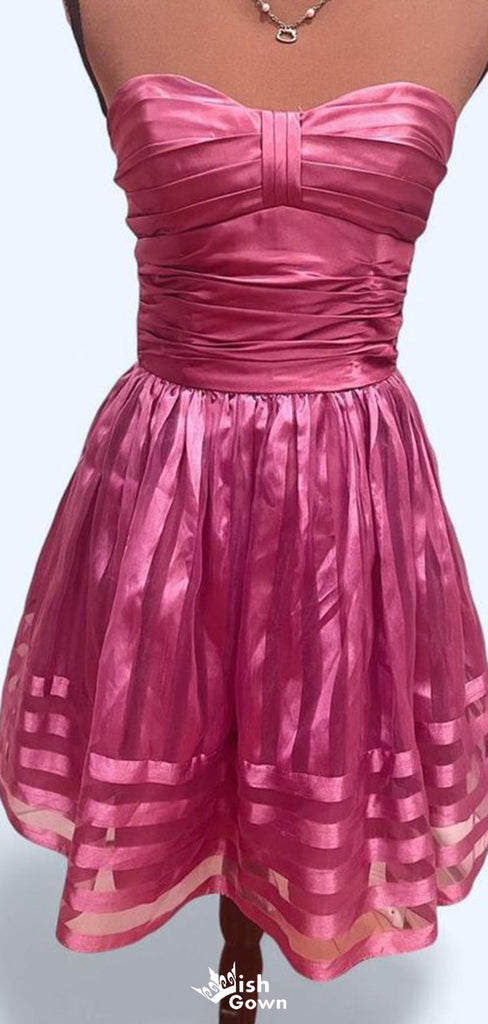 Casual Strapless A-line Short Mini Homecoming Dress,EPT635