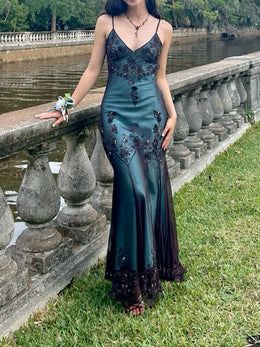 Elegant Blue Spaghetti Strap Mermaid Long Prom Dress Ideas, Evening Party Dresses,WGP1672