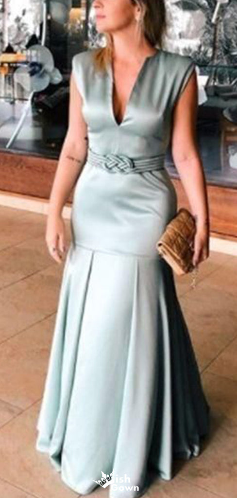 Elegant V-neck Mermaid Long Prom Dress Ideas, Evening Party Dresses,WGP1848