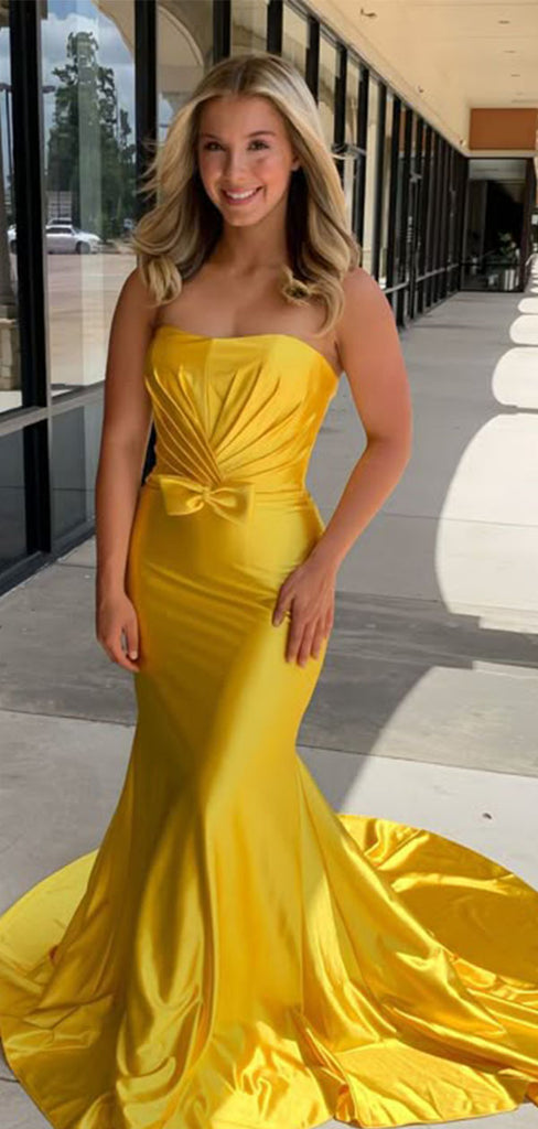 Elegant Yellow Sweetheart Mermaid Long Prom Dress Ideas, Evening Party Dresses,WGP1810