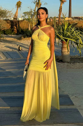 Unique Yellow Sweetheart Mermaid Side Slit Long Prom Dress Ideas, Evening Party Dresses,WGP1713