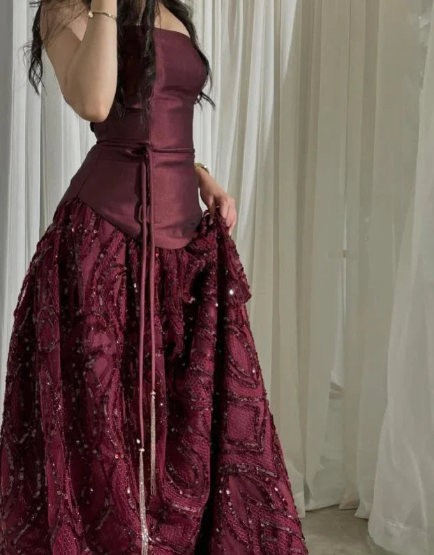Elegant Red Sweetheart A-Line Long Prom Dress Ideas, Evening Party Dresses,WGP1911