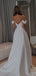 Elegant White Off-Shoulder A-Line Long Wedding Dresses With Sweep Trailing,WDH163