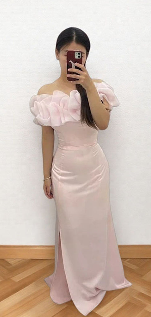 Elegant Floral Pink Off-Shoulder Mermaid Long Prom Dress Ideas, Evening Party Dresses,WGP1811