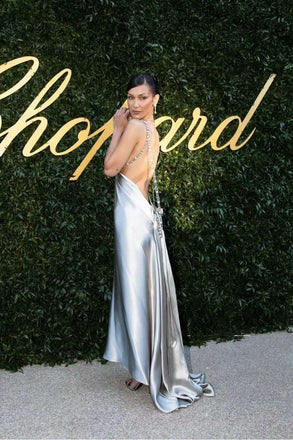 Elegant Silver V-Neck Mermaid Long Prom Dress Ideas, Evening Party Dresses,WGP1674