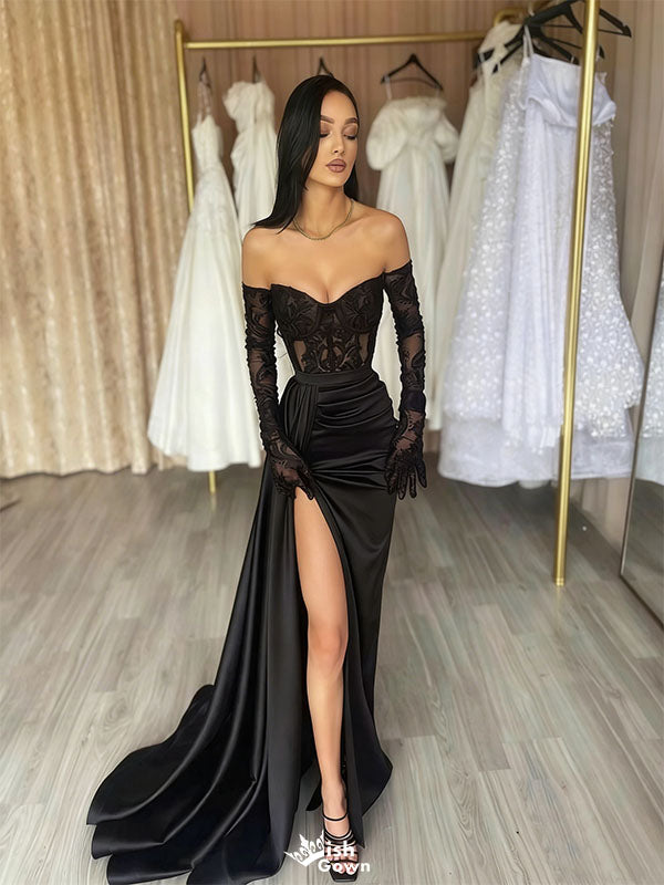 Sexy Black Sweetheart Mermaid Long Prom Dress Ideas, Evening Party Dresses,WGP1935