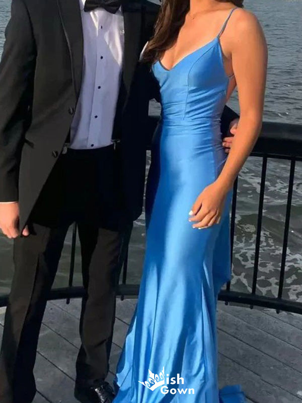 Sexy Spaghetti Strap Backless Mermaid  Long Prom Dress Ideas, Evening Party Dresses,WGP1106