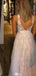 Gorgeous V-neck Notched Lace A-line Long Prom Dress Ideas, Evening Party Dresses,WGP1231