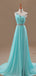 Unique Mint Green One-Shoulder A-Line Long Prom Dress Ideas, Evening Party Dresses,WGP1870