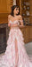 Elegant Pink Off-Shoulder Sleeveless A-Line Side Slit Long Prom Dress Ideas, Evening Party Dresses , WGP1886
