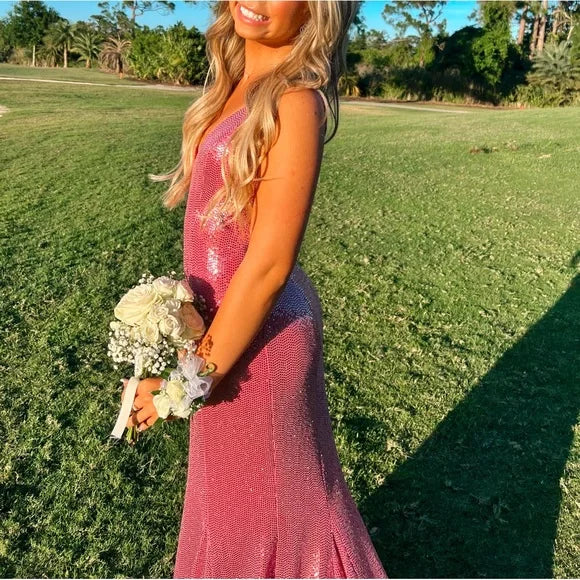 Elegant Pink Spaghetti Strap Mermaid Long Prom Dress Ideas, Evening Party Dresses,WGP1901