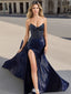 Sexy Blue Sweetheart Mermaid Side Slit Long Prom Dress Ideas, Evening Party Dresses,WGP1880