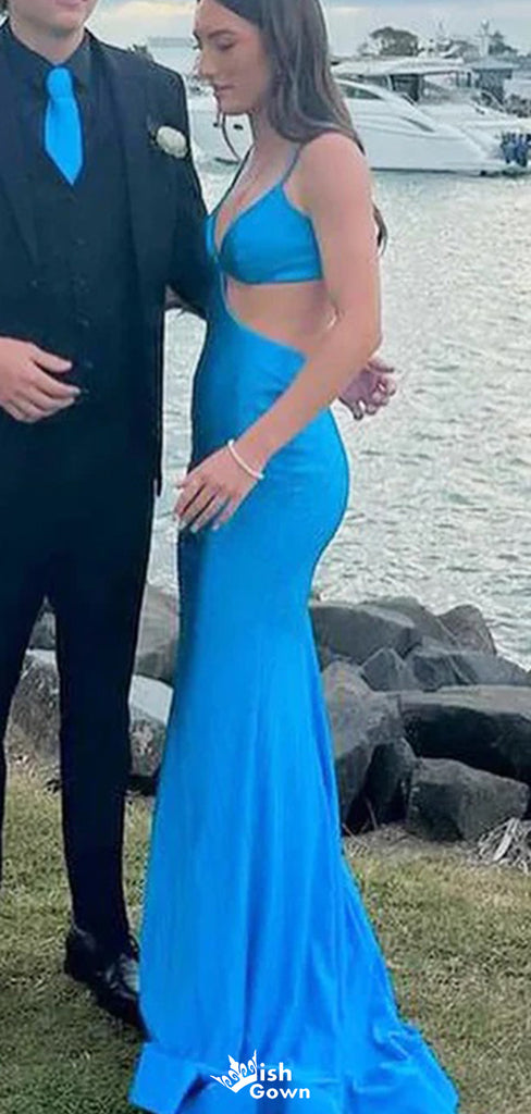 Unique Deep V-neck Spaghetti Strap Mermaid Long Prom Dress Ideas, Evening Party Dresses,WGP1276