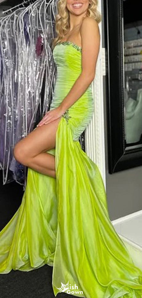 Elegant Straight Across Strapless Mermaid Long Prom Dress Ideas, Evening Party Dresses,WGP1289