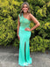 Elegant One-shoulder Lace Mermaid Long Prom Dress Ideas, Evening Party Dresses,WGP1290