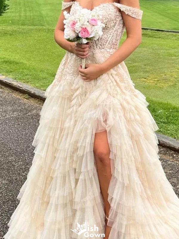 Gorgeous Off-shoulder Sweetheart A-line Long Prom Dress Ideas, Evening Party Dresses,WGP1303