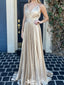 Elegant V-neck Spaghetti Strap A-line Long Prom Dress Ideas, Evening Party Dresses,WGP1306
