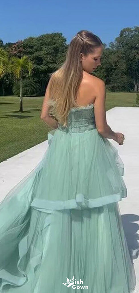 Elegant Sweetheart Strapless A-line Long Prom Dress Ideas, Evening Party Dresses,WGP1323