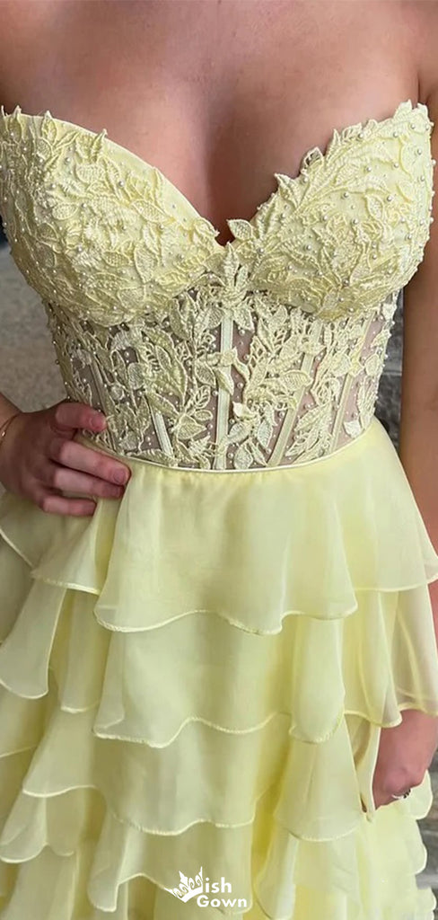 Elegant Strapless Asymmetric A-line Long Prom Dress Ideas, Evening Party Dresses,WGP1118