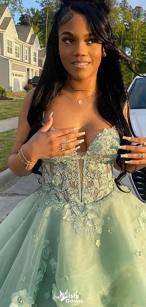 Gorgeous Sweetheart Spaghetti Strap Lace A-line Long Prom Dress Ideas, Evening Party Dresses,WGP1119