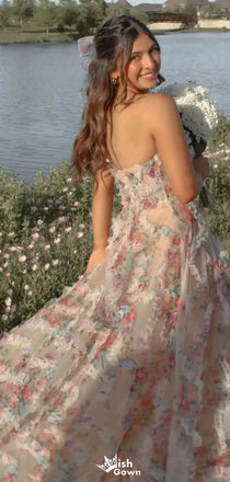 Gorgeous Strapless Straight Across A-line Long Prom Dress Ideas, Evening Party Dresses,WGP1362