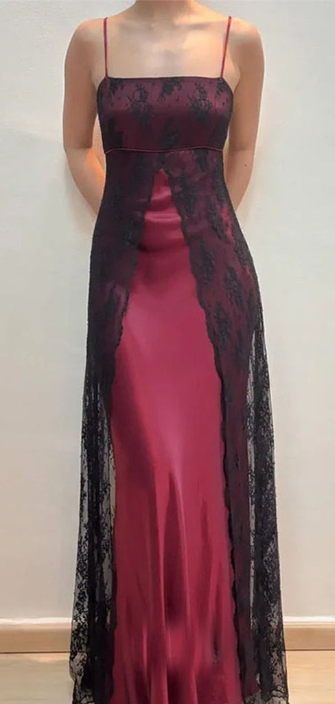 Elegant Red Spaghetti Strap Mermaid Long Prom Dress Ideas, Evening Party Dresses,WGP1664