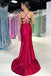 Sexy Red Spaghetti Strap Mermaid Long Prom Dress Ideas, Evening Party Dresses,WGP1927