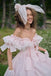 Elegant Pink Off-Shoulder A-Line Long Prom Dress Ideas, Evening Party Dresses, WGP2018