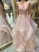 Gorgeous Pink Spaghetti Strap Sleeveless A-Line Long Prom Dress Ideas, Evening Party Dresses , WGP1887