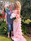 Elegant Floral Pink Off Shoulder Mermaid Long Prom Dress Ideas, Evening Party Dresses, WGP2038