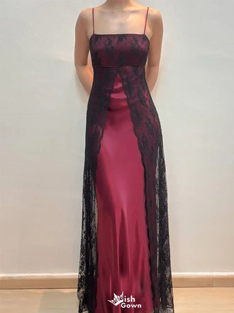 Elegant Red Spaghetti Strap Mermaid Long Prom Dress Ideas, Evening Party Dresses,WGP1664