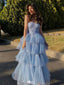 Elegant Blue Sweetheart A-Line Long Prom Dress Ideas, Evening Party Dresses , WGP1586