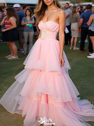 Elegant Sweetheart Strapless A-line Long Prom Dress Ideas, Evening Party Dresses,WGP1386