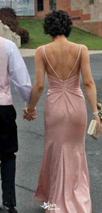 Elegant V-neck Spaghetti Strap Mermaid Long Prom Dress Ideas, Evening Party Dresses,WGP1394