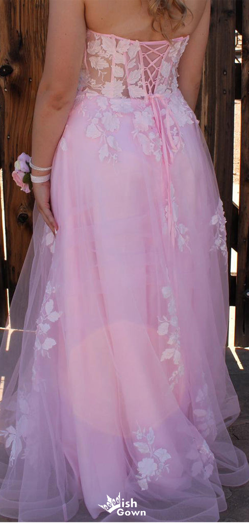 Elegant Sweetheart Strapless A-line Long Prom Dress Ideas, Evening Party Dresses,WGP1403