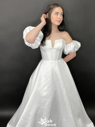 Gorgeous Off-shoulder Notched A-line Long Prom Dress Ideas, Evening Party Dresses,WGP1429