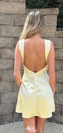 Casual Spaghetti Strap V-neck Sheath Short Mini Homecoming Dress,EPT340