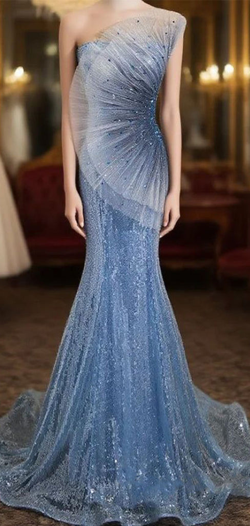 Unique Blue Sweetheart Mermaid Long Prom Dress Ideas, Evening Party Dresses,WGP1893
