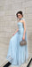 Elegant Blue Sweetheart A-Line Long Prom Dress Ideas, Evening Party Dresses,WGP1652