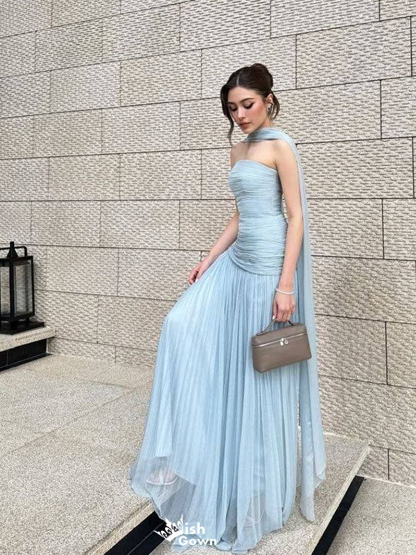 Elegant Blue Sweetheart A-Line Long Prom Dress Ideas, Evening Party Dresses,WGP1652